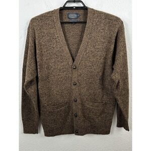 Pendleton Sweater Mens Large Brown Grandpa Cardigan Washable Wool Shetland L